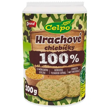 Trvanlivě pečivo Druid Celpo celozrnné hrachové chlebíčky s mořskou solí 100 g