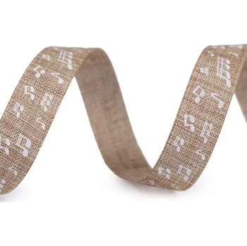 Stuha Plátnová stuha 15 mm noty (béžová) - cena za 1m