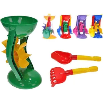 Hračka na písek M.T. Mlýnek na písek nebo vodu 26 cm + lopatka a hrabičky Barva: Modrá