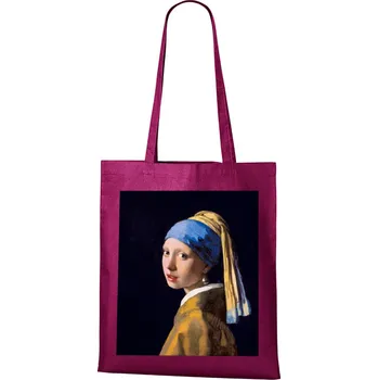 Plátěná taška Dívka s perlovou náušnicí, Barva Purpurová, Velikost 40×45 cm, Canvas Nákupní taška Bezvatriko.cz 1120 - DTF/DTG