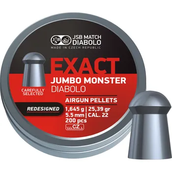 Diabolka JSB | Exact Jumbo Monster Redesigned - Hmotnost 1,645 g, Průměr 5,520 mm, Balení obsahuje 200 kusů diabolek