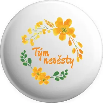 Placka Tým nevěsty - žluté květiny