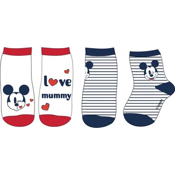 Eplus Sada 2 párů dětských ponožek - Mickey Mouse I love mummy Velikost nejmenší: 6 - 9 měsíců