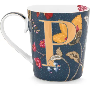 PIP Studio Abecední Hrnek - P - Floral Fantasy modrá P 350ml 51.002.265