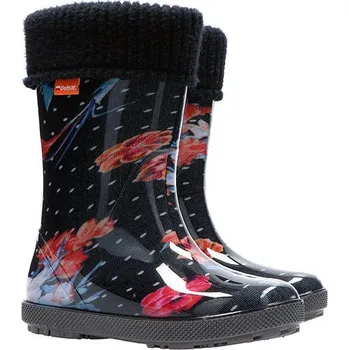 Dívčí obuv Demar HAWAI LUX PRINT 0049 AM květy Dětské holínky zateplené 34-35 0049AM_34-35