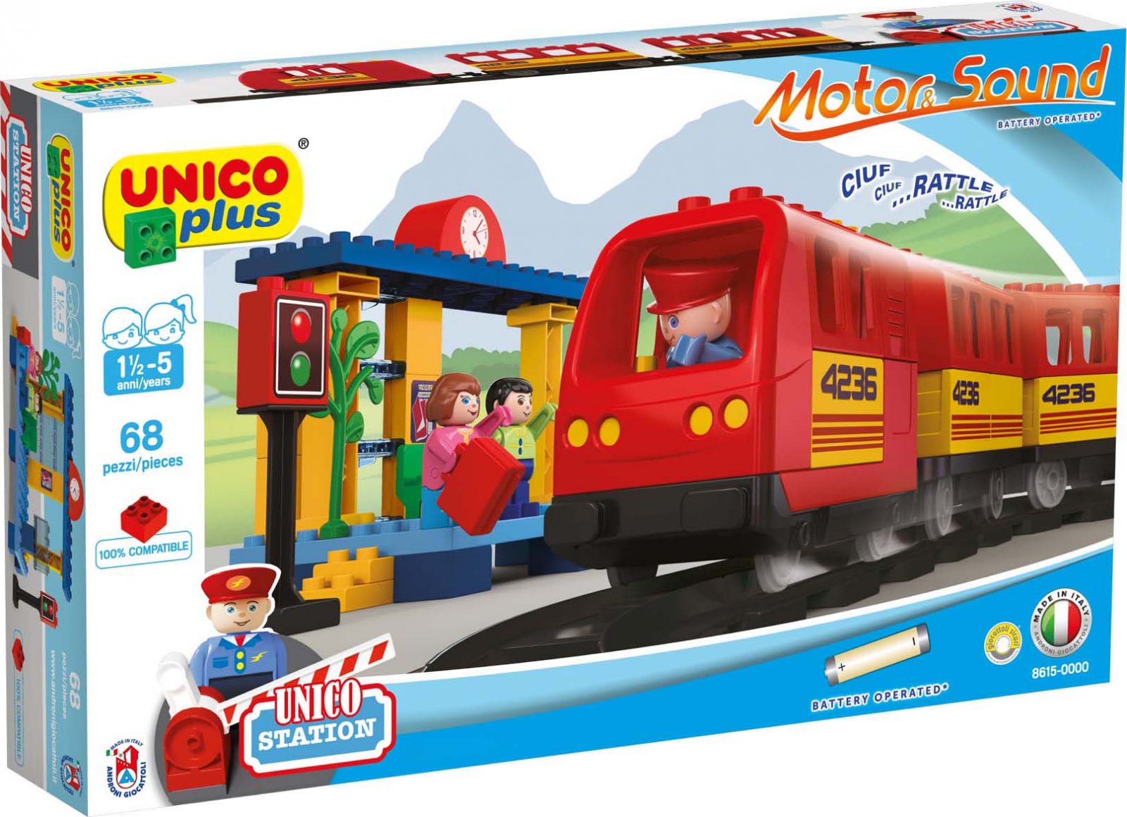Unico ANDRONI Giocattoli Costruzioni Plus Max Family B/Salon, 80 Pezzi, 3 Personaggi, Compatibile Con Mattoncini, Made In Italy