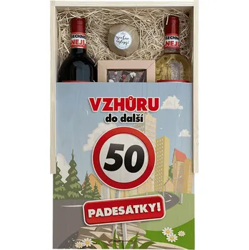 Dárkový potravinový koš Bohemia Gifts Dárková dřevěná bedna k 50. narozeninám