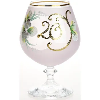 Sklenice Výroční číše NB Česko Ručně dekorovaná výroční novoborská číše 20 let, růžová - 400 ml
