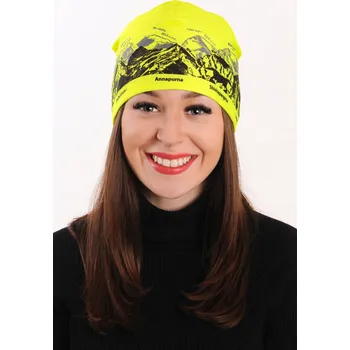 Pokrývka hlavy Neon žlutá sportovní outdoorová čepice s šedo-černým potiskem hor - SVĚTOVÉ OSMITISÍCOVKY