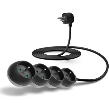 Prodlužovací kabel Connect IT prodlužovací kabel 230 V, 4 zásuvky, 3m, bez vypínače (černý) (CES-1326-BK)