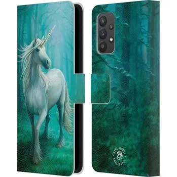 Pouzdro na mobilní telefon Pouzdro HEAD CASE na mobil Samsung Galaxy A32 5G fantasy - jednorožec v lese (Flipové pouzdro, obal pro mobil Samsung Galaxy A32 5G Anne Stokes Fantasy kůň v lese)