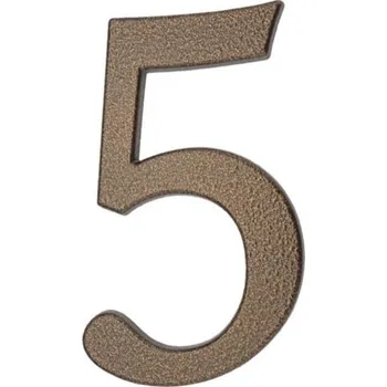 Domovní cedule PSG 64.145 - hliníková 3D číslice 5, číslo na dům, výška 190 mm, hnědá