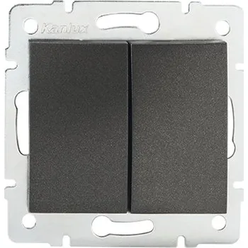 vypínač KANLUX LOGI Dvojité tlačítko - 1/0 + 1/0 - grafit