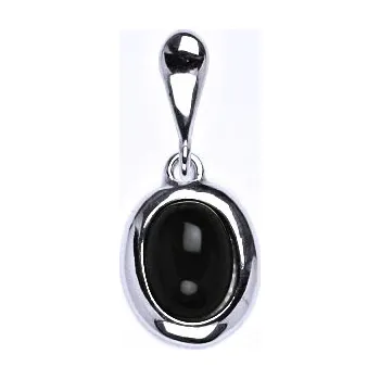 Přívěsek Zlatý přívěsek, přírodní Onyx 8x6 mm , bílé i žluté zlato, - P 1355/22 (onyx 8x6 mm)