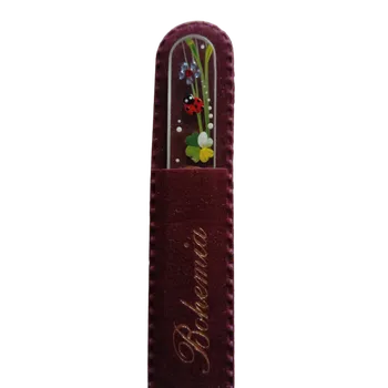 Skleněný pilníček na nehty, čirý podklad s křišťály Swarovski Elements®, Beruška I - 110 mm