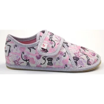 Dívčí bačkory Ef barefoot papučky 394 Princess violet - uzavřené 35