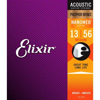 Struna pro kytaru a smyčcový nástroj Elixír ELIXIR Nanoweb Phosphor Bronze Medium 16102