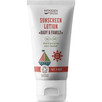 Přípravek na opalování Wooden Spoon Baby & Family opalovací tělové mléko SPF 50 150 ml