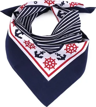 Šátek Bavlněný šátek s kotvami 55x55 cm - 2 modrá pařížská