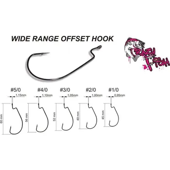 Rybářský háček Crazy Fish HÁČEK WIDE RANGE OFFSET HOOK vel. 3/0, balení 7 ks