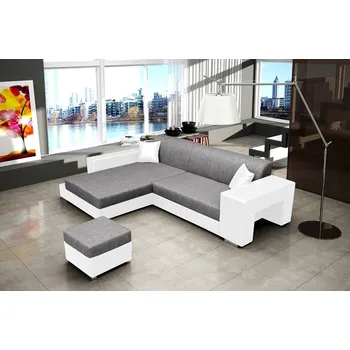 Obývací stěna FALCO Sedací souprava Oskar L sv.šedá/bílá