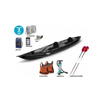 Kajak Gumotex RUSH 2 SET - II Černá kajak + zdarma 2x pádlo TNP 2.díl + 2x vesta EG Canoe + pumpa Bravo 4L s manometrem + obal na mobil EG + vodotěsný transportní obal 100 L + sada lepení + termotrička Coolmax a klíčenku EG