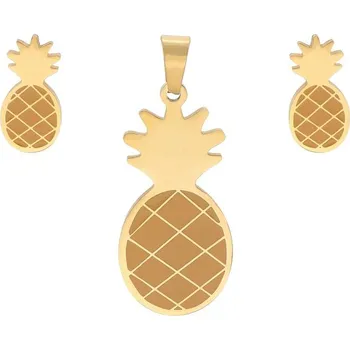 Souprava šperků Doria Set šperků z oceli zlatý ANANAS K449