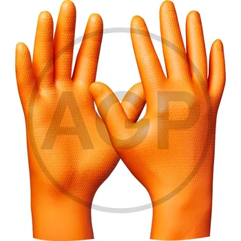 Pracovní rukavice Jednorázové rukavice XXL „Orange Nitril“ nepudrované se vzorkem, balení 50 ks