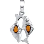 Stříbrný přívěsek znamení zvěrokruhu Ryby s Jantarem AAJ180P03