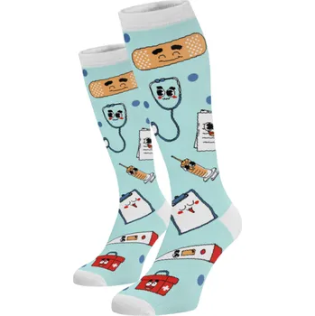 Dámské ponožky Veselé podkolenky MEDICÍNA Světle modrá Bavlna 42-44