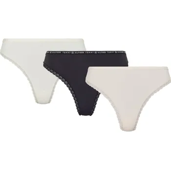 Kalhotky TOMMY HILFIGER DÁMSKÉ KALHOTKY TANGA THONG 3 KUSY BLACK/PINK/IVORY UW0UW02824 0R8 Velikost: XS