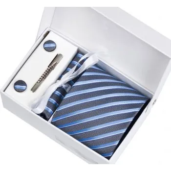 Kravata Daklos Luxusní set modro stříbrné proužky