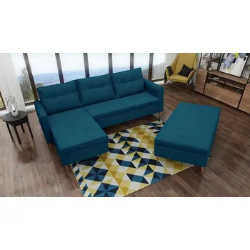 Obývací stěna FALCO Sedací souprava s taburetem Areon L modrá