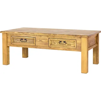 Obývací pokoj Drewmax ST708 135x75 odkládací stolek masiv borovice rustikal (Voskovaný borovicový stolek)
