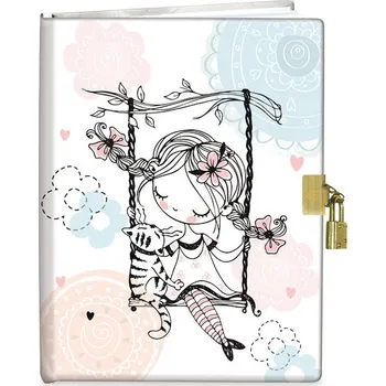 Zápisník Stil Památník 13 x 18 cm se zámkem, Dívka na houpačce