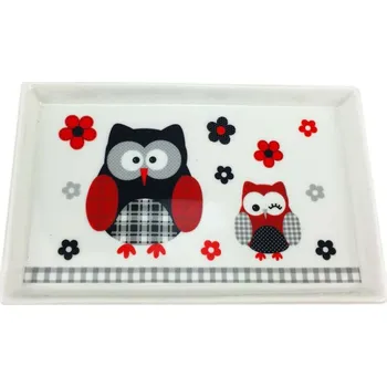 Home Elements tácek porcelán Černá sova 19x12 cm Home Elements