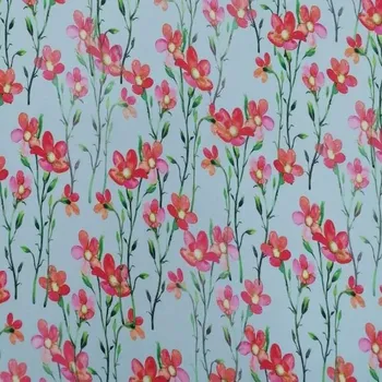 Šatovka světle modrá, růžové kytky, š.145