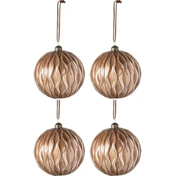 Vánoční dekorace Box 4 ks vánočních zlato hnědých koulí L - 12*12*12 cm