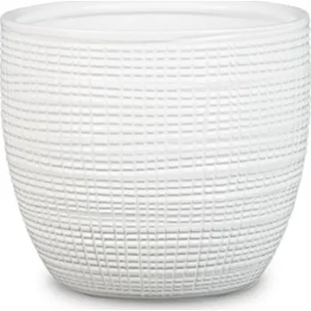 Obal na květináč Scheurich Obal keramický Panna pr.16/866 bílý vroubkované kostky