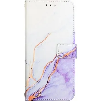 Pouzdro na mobilní telefon Mramorové flipové pouzdro z PU kůže pro iPhone 13 mini - fialové