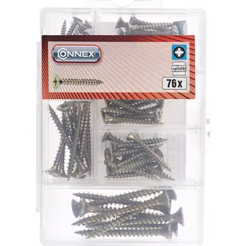 Sada nářadí CONNEX Mini sada vrutů PZ, různé velikosti, pozink, 76ks