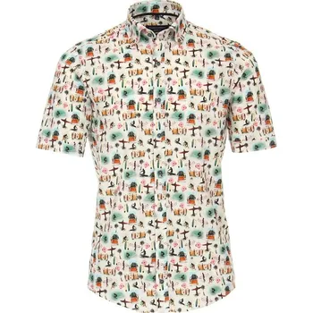 Pánská košile Pánská košile Casa Moda potisk lněná krátký rukáv vel. 5XL - 7XL (52 - 56) Casa Moda - 6XL