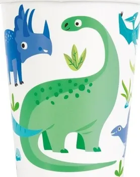 Party nádobí Unique Dino kelímky modré/zelené 270 ml 8 ks