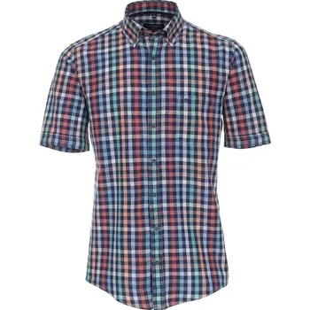 Pánská košile Pánská košile Casa Moda modrá lněná krátký rukáv vel. 3XL - 7XL (48 - 56) Casa Moda - 4XL