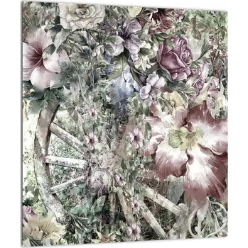 Obraz LuxusniObrazy.cz Obraz květin na dřevěném kole