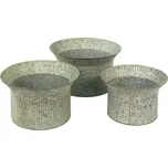 3ks šedý antik dekorační obal na květináč - Ø 40*23 / Ø 34*21 / Ø 28*19 cm