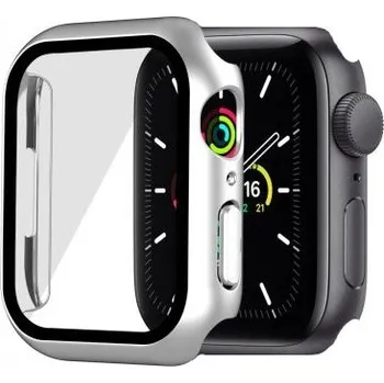 Pouzdro na mobilní telefon Matné ochranné pouzdro s tvrzeným sklem pro Apple Watch 41mm - stříbrné