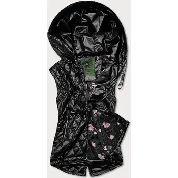 Dámská vesta Černá prošívaná dámská vesta s kapucí (CAN-562BIG) odstíny černé 50