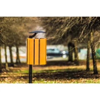 Venkovní odpadkový koš PROFICITY Venkovní odpadkový koš Ženeva se stříškou Barevná kombinace: Teak