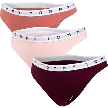 Dámské spodní prádlo TOMMY HILFIGER DÁMSKÉ KALHOTKY TANGA 3P THONG PINK/BEIGE/RED UW0UW03287 0R5 Velikost: S